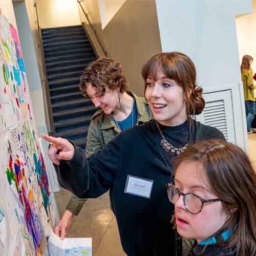 Lakers work with special education students to create playful art pieces